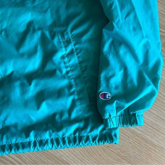 Champion Teal Windbreaker Snap Button Jacket Men’s Medium - Picture 4 of 8